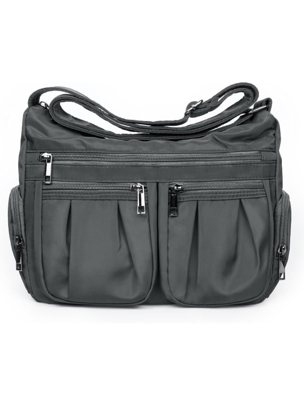 Women's Grey Nylon Crossbody Bag Water Resistant Anti Theft Travel Purse